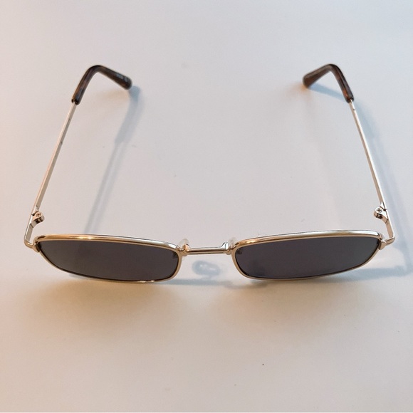 Aerie Gold Metal Rectangle Sunglasses Narrow American Eagle - Picture 6 of 8